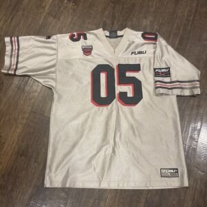 Vintage 1990's Y2K FUBU Sportswear Hip Hop Streetwear Gold Tan Jersey XL